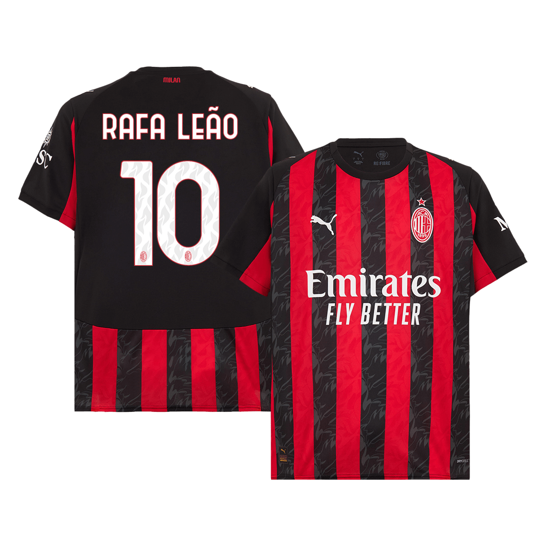 Φανέλα Εντός Έδρας AC Milan 2025/26 RAFA LEÃO #10 Κόκκινο & Μαύρο