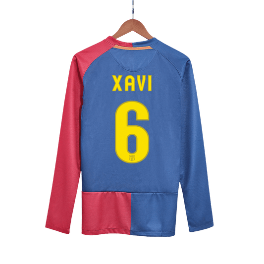XAVI #6 Ρετρό φανέλα Barcelona με μακριά μανίκια εντός έδρας ποδοσφαιρική φανέλα 2008/09 - Τελικός UCL