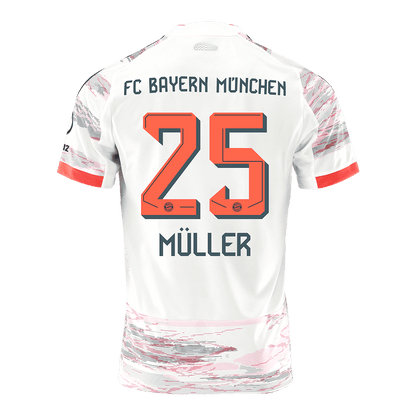 MULLER #25 Μπάγερν Μονάχου εκτός έδρας ποδοσφαιρική φανέλα 2025/26 Λευκή