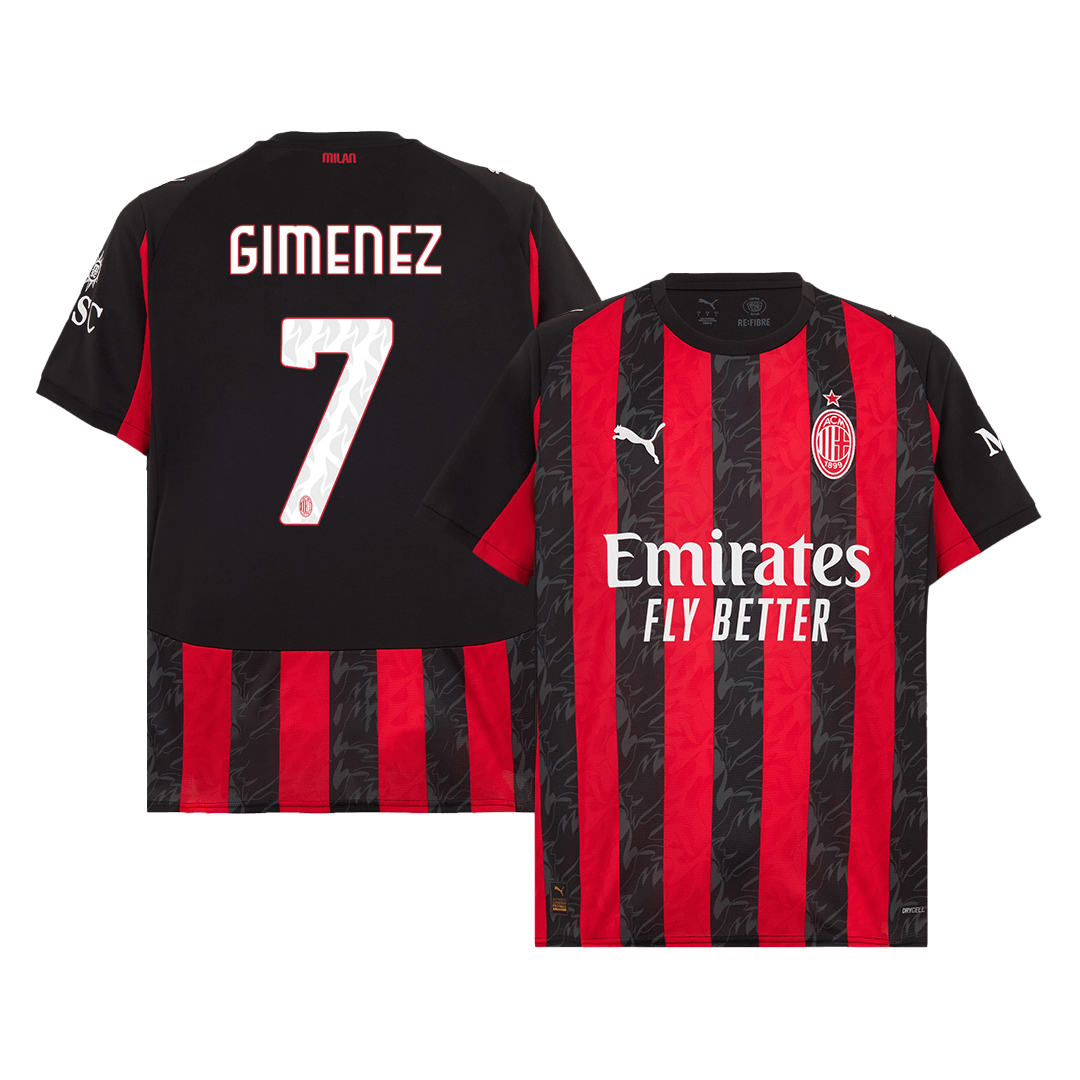 Φανέλα Εντός Έδρας AC Milan 2025/26 GIMENEZ #7 Κόκκινο & Μαύρο