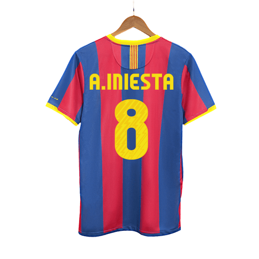 A.INIESTA #8 Ρετρό φανέλα Barcelona για εντός έδρας ποδόσφαιρο 2010/11