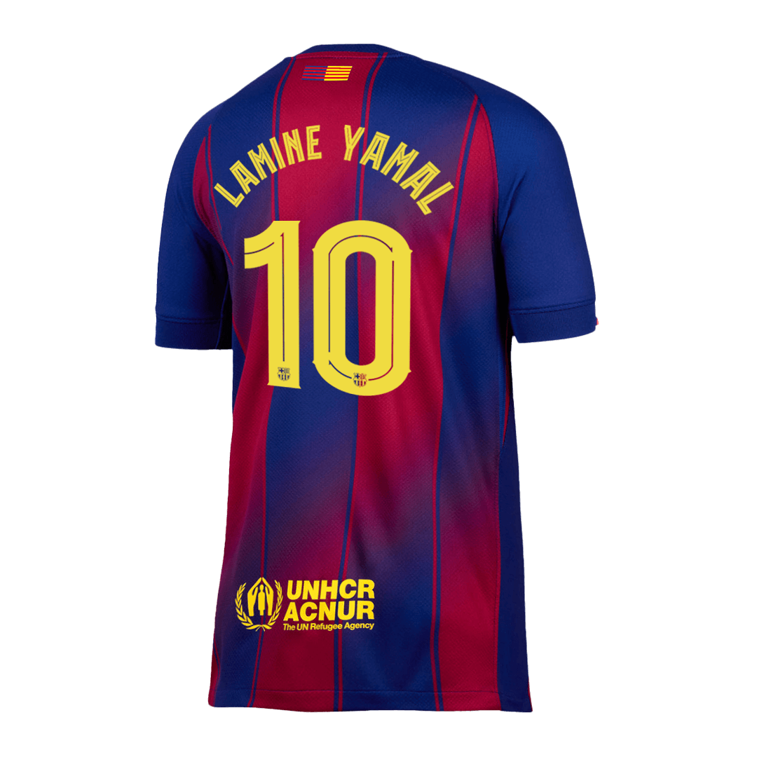 LAMINE YAMAL #10 Εντός έδρας ποδοσφαιρικεσ φανελεσ Barcelona 2025/26 Κόκκινο&Μπλε - UCL