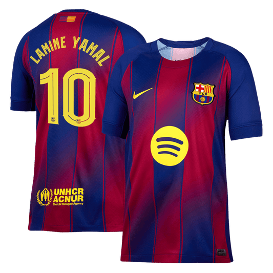 LAMINE YAMAL #10 Εντός έδρας ποδοσφαιρικεσ φανελεσ Barcelona 2025/26 Κόκκινο&Μπλε - UCL