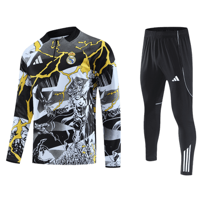 Kid's Real Madrid x MARVEL Zipper Sweatshirt Kit(Top+Pants) 25/26 Black