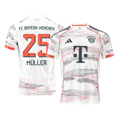 MULLER #25 Μπάγερν Μονάχου εκτός έδρας ποδοσφαιρική φανέλα 2025/26 Λευκή
