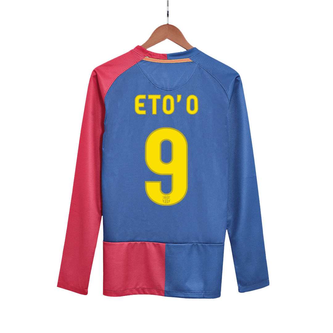 ETO'O #9 Μπαρτσελόνα ρετρό φανέλα ποδοσφαίρου στο σπίτι μακρυμάνικη φανέλα ποδοσφαίρου 2008/09 - Τελικός UCL