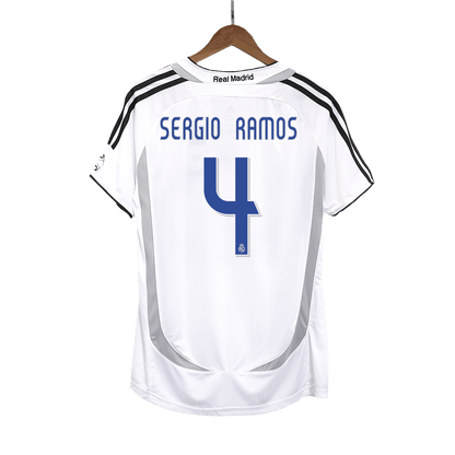 SERGIO RAMOS #4 Ρετρό φανέλα Ρεάλ Μαδρίτης εντός έδρας ποδοσφαίρου 2006/07