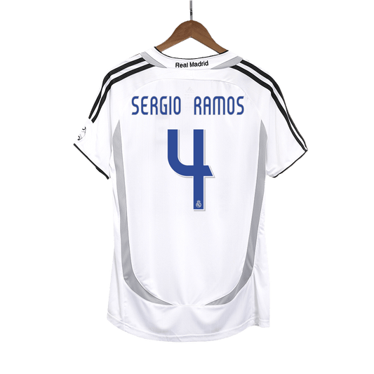SERGIO RAMOS #4 Ρετρό φανέλα Ρεάλ Μαδρίτης εντός έδρας ποδοσφαίρου 2006/07